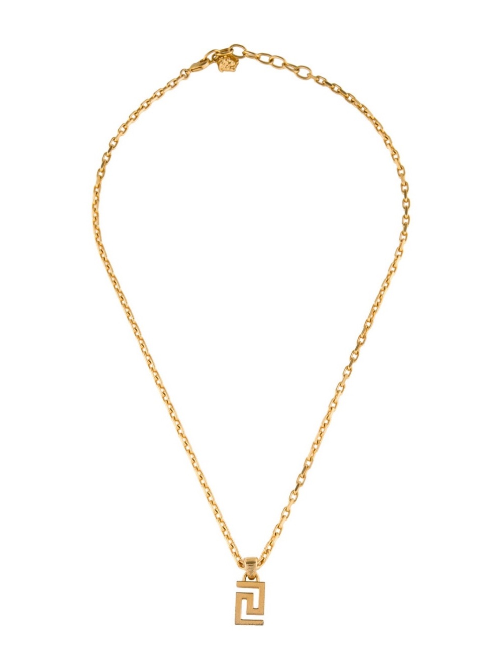 Versace Gold Greek Key Rectangular Pendant Necklace - Picture 2 of 4